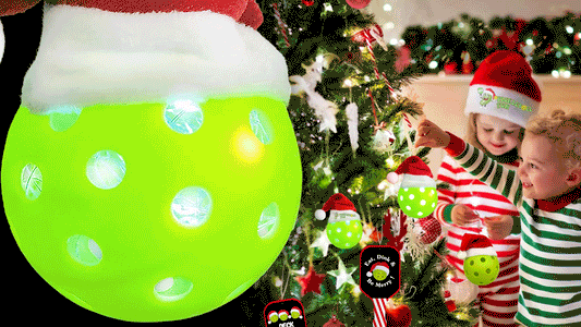 NEW! Pickleball Ornament with Santa Hat (non lighted)-FREE Pickleball Keychain Included!