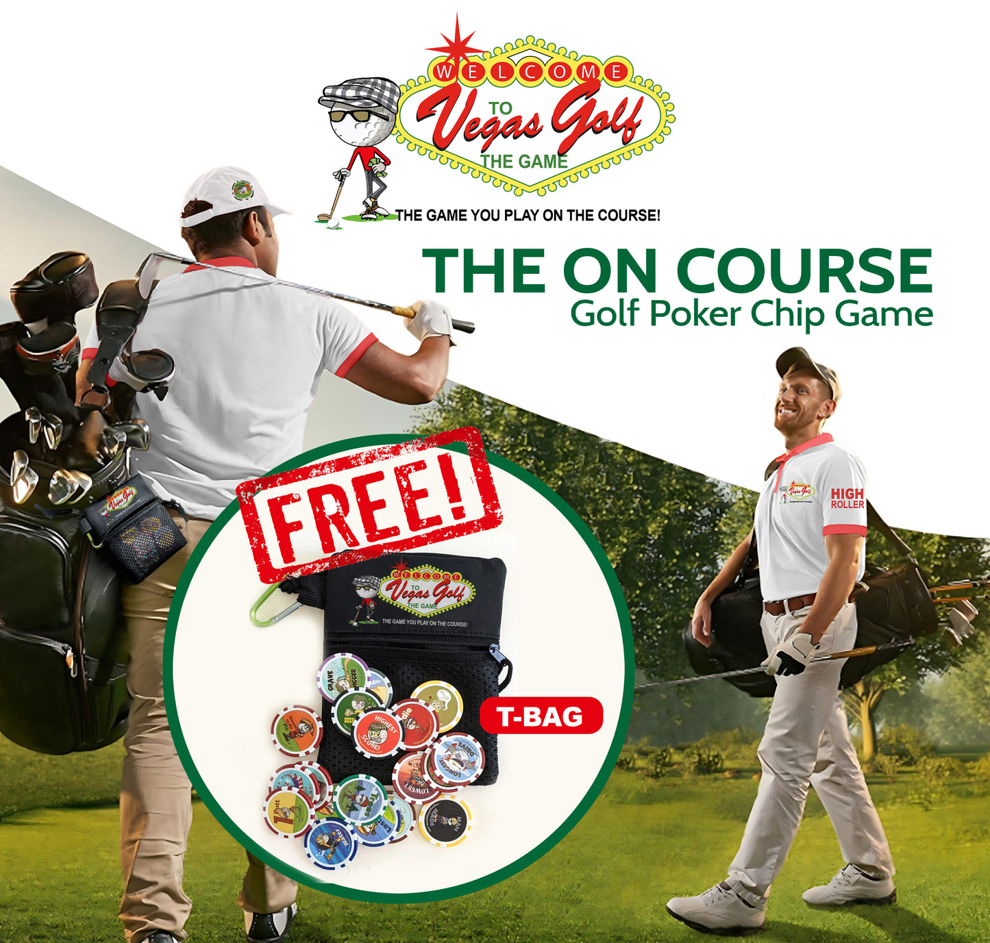 19 Chip VIP Edition Golf Course Gambling Game with FREE Deluxe Tee-bag/Chip-bag