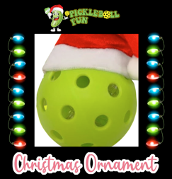 NEW! Pickleball Ornament with Santa Hat (non lighted)-FREE Pickleball Keychain Included!