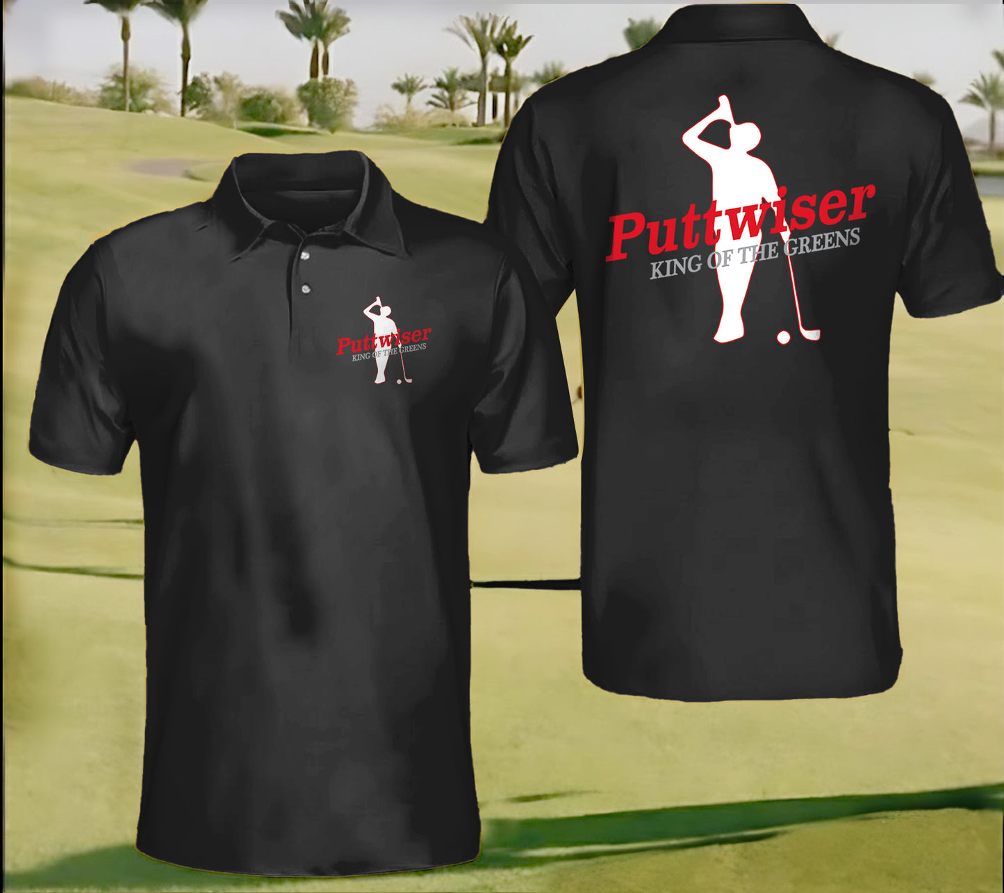 Puttwiser TM Golf Polo Black