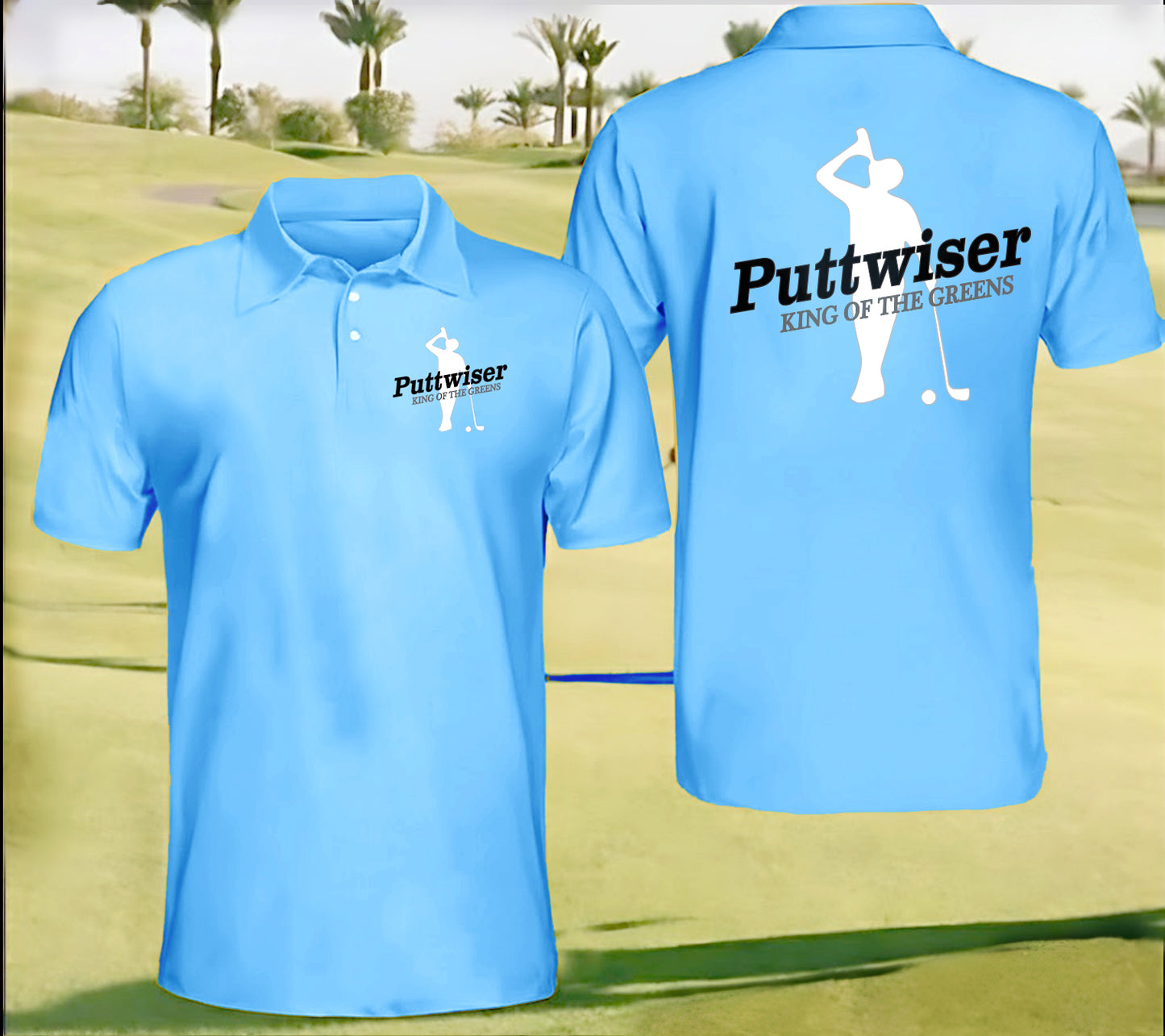 Puttwiser Funny Golf Polo-Blue