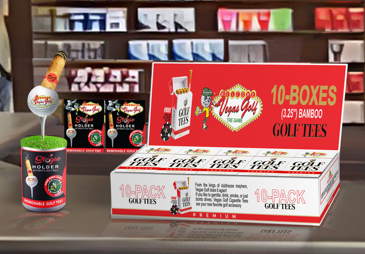 Golf Ball Cigar Holder (Stogie Holder) + Magnet — Funny Golf Gift