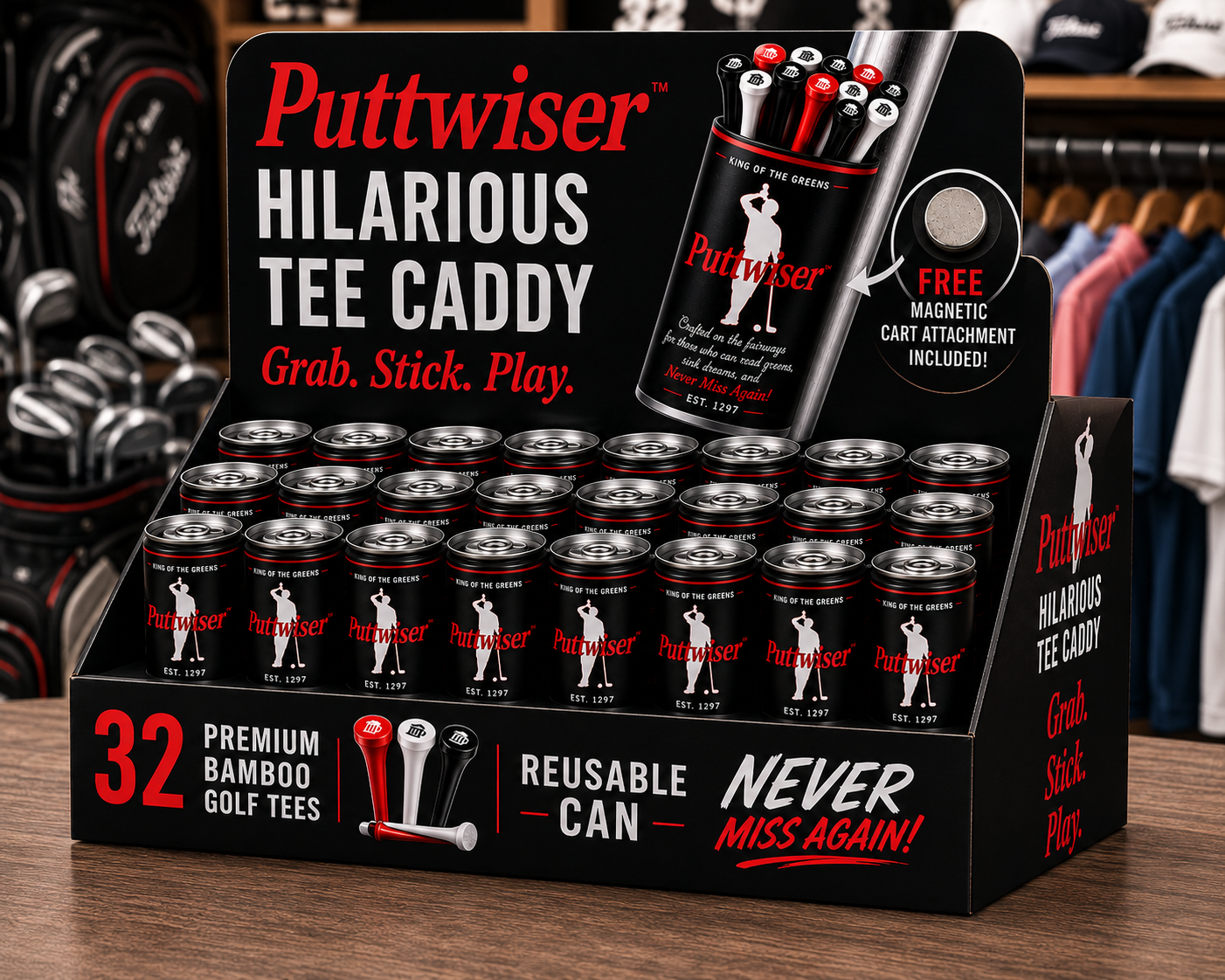 COMING SOON! Hilarious Puttwiser™ Magnetic BEER CAN Caddy Can Gift Set