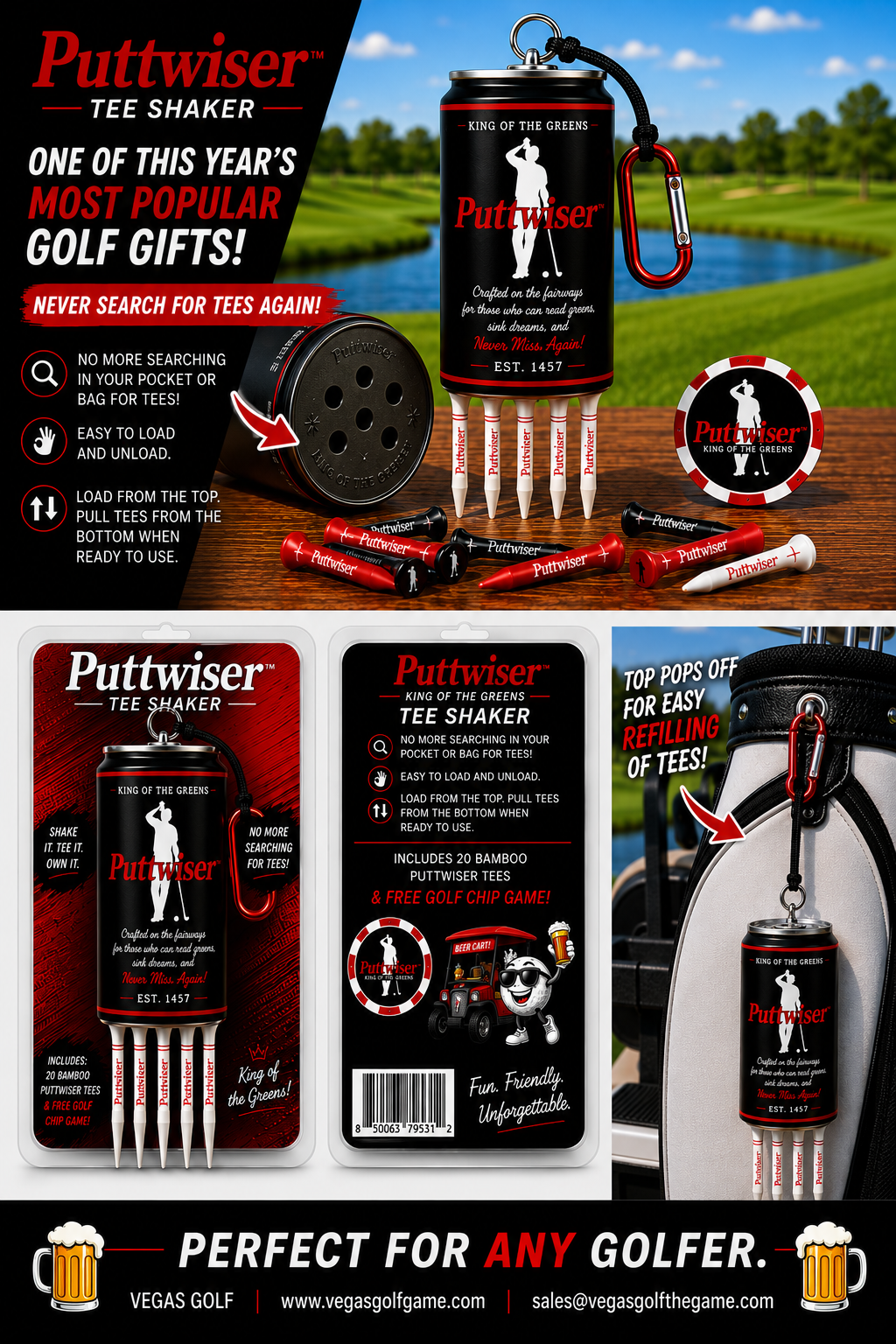 COMING SOON! Hilarious Puttwiser™ Magnetic BEER CAN Caddy Can Gift Set