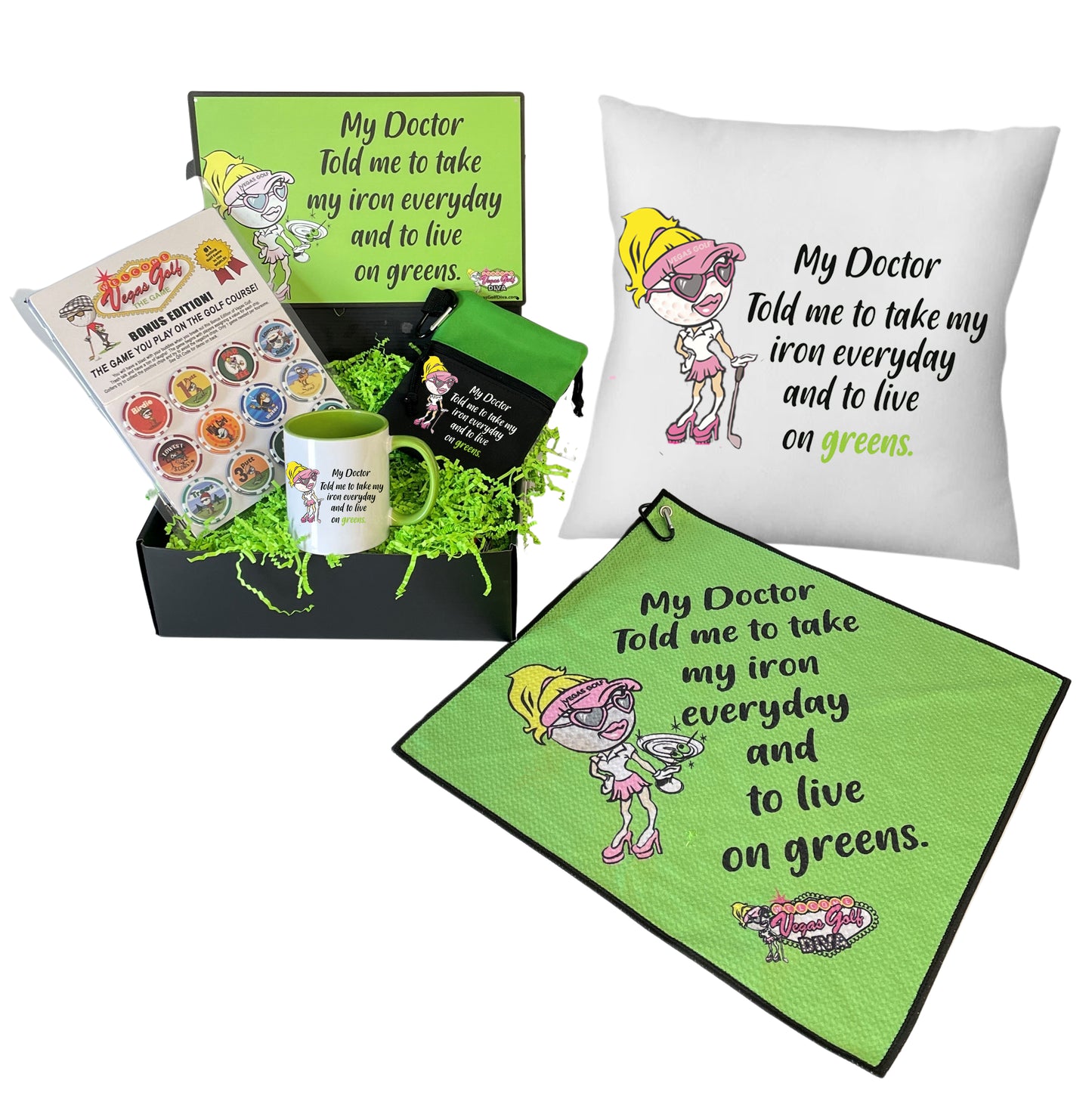 NEW! Ladies Golf My Doctor Said to Take my Iron Everyday and Live on GREENS Golf Gift Pack