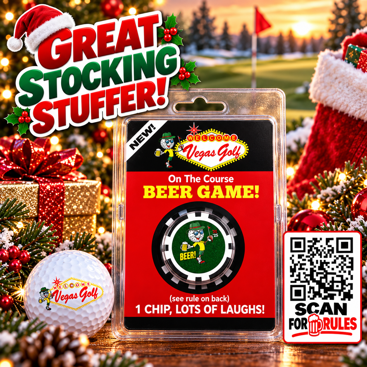 Vegas Golf Beer Chip – The Ultimate Golf Drinking Game for the Course | Fun Beer Chip Golf Game for Golfers/GREAT STOCKING STUFFER!