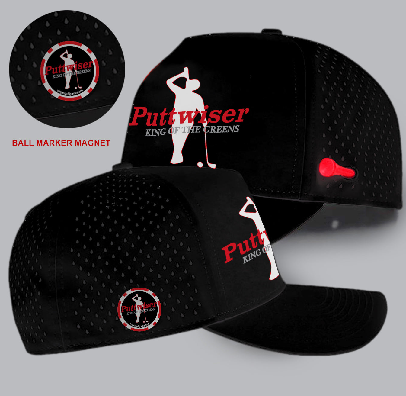 New! Puttwiser Black Mesh Waterproof Golf Cap