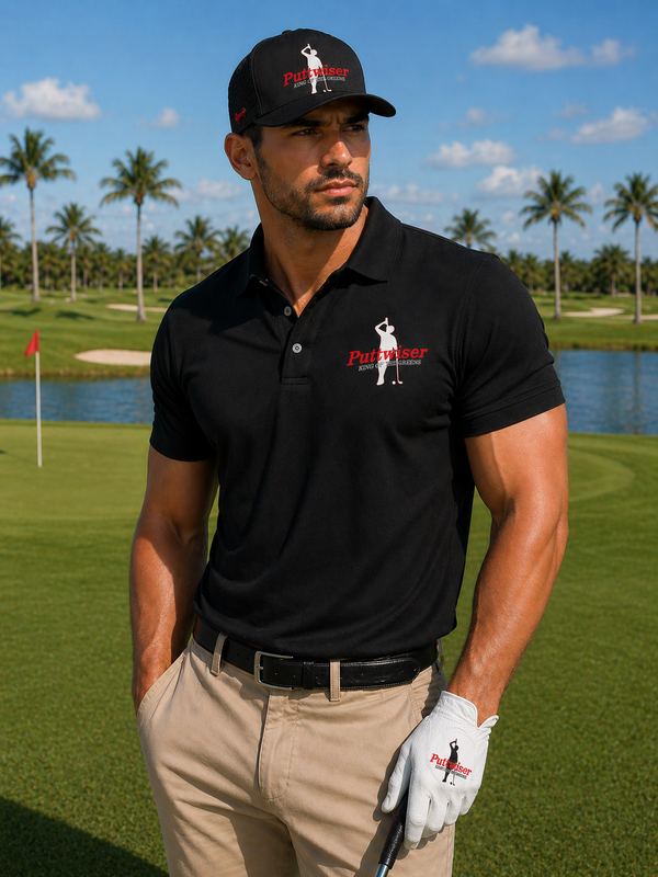 Puttwiser TM Golf Polo Black Pre-Order NOW Available 9/1