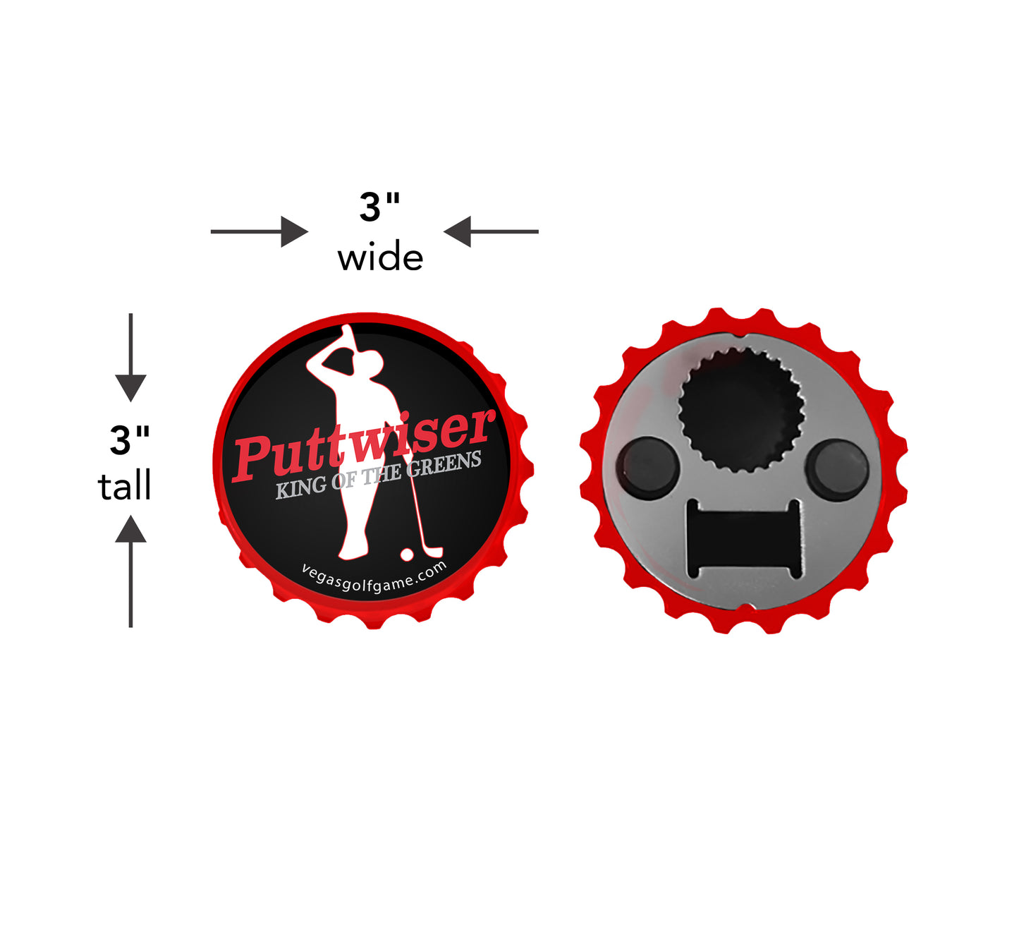 Puttwiser 3" Magnet Bottle Cap Bottle Opener