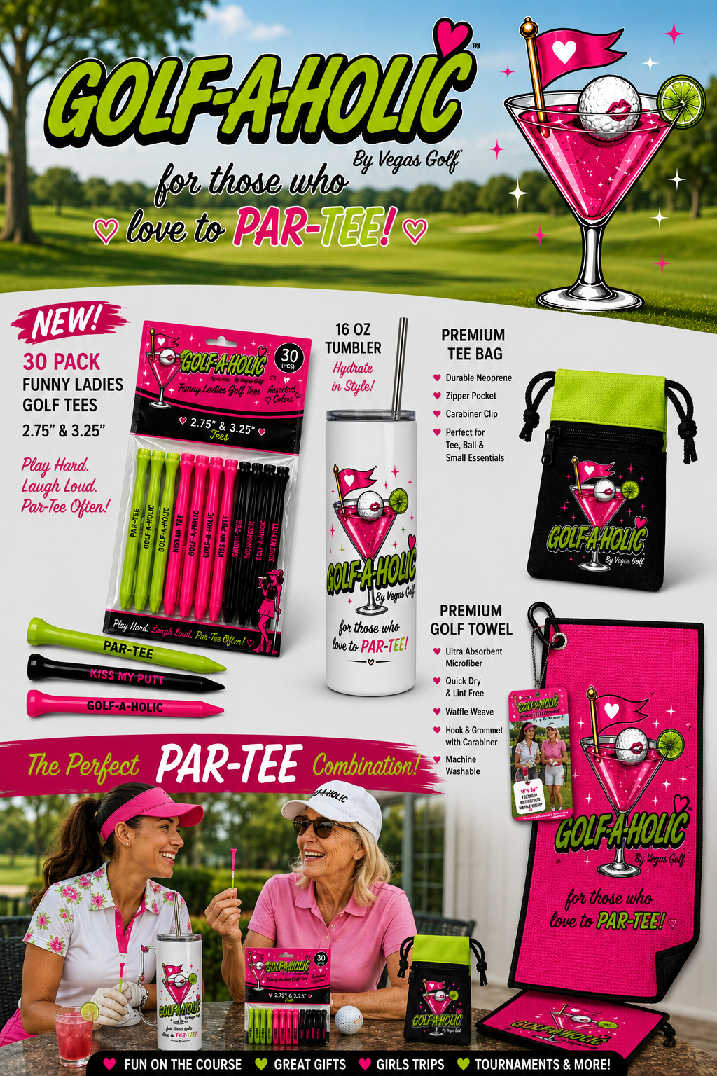 Golf-A-Holic™ Premium Microfiber Golf Towel