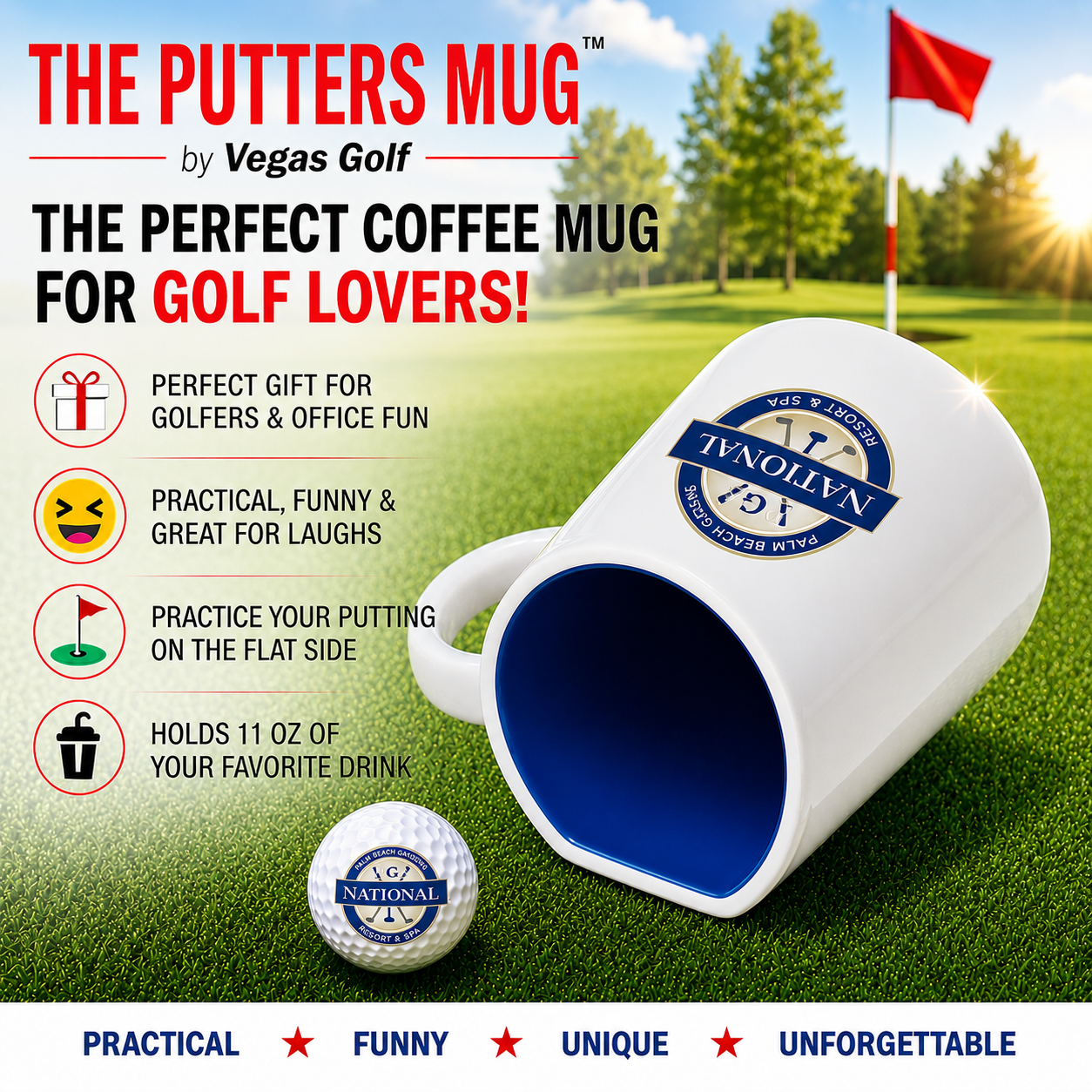 Funny Golf Mug | The Original Putting Mug | Hilarious Puttwiser Golf Putting Coffee Mug