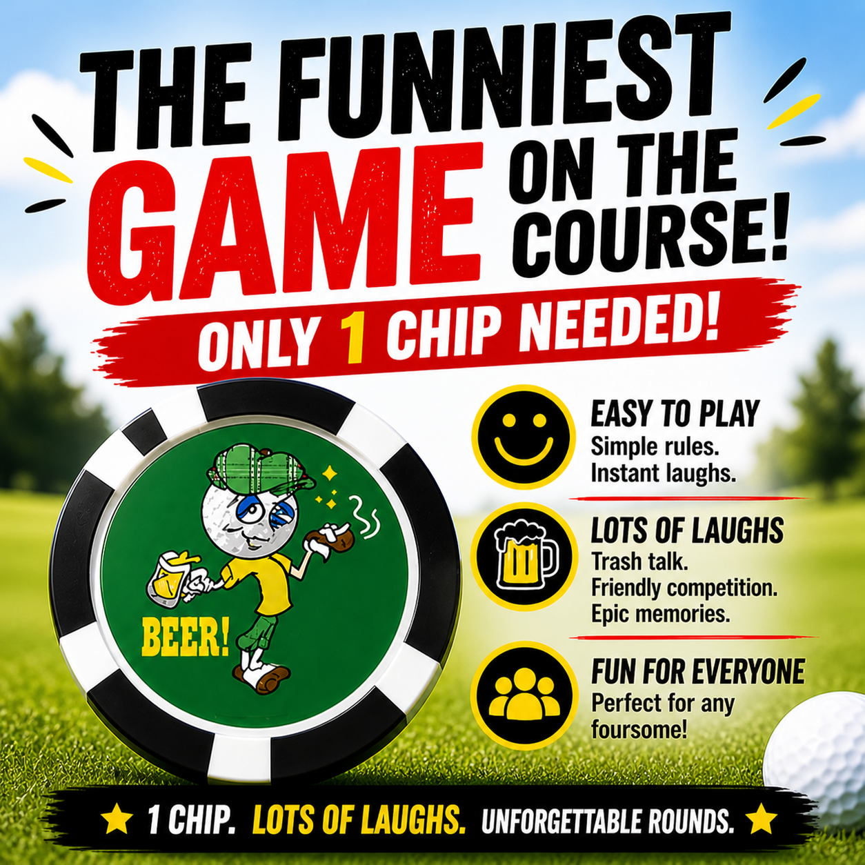 Vegas Golf Beer Chip – The Ultimate Golf Drinking Game for the Course | Fun Beer Chip Golf Game for Golfers