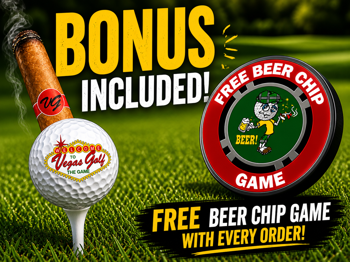Golf Ball Cigar Holder (Stogie Holder) + Magnet — Funny Golf Gift