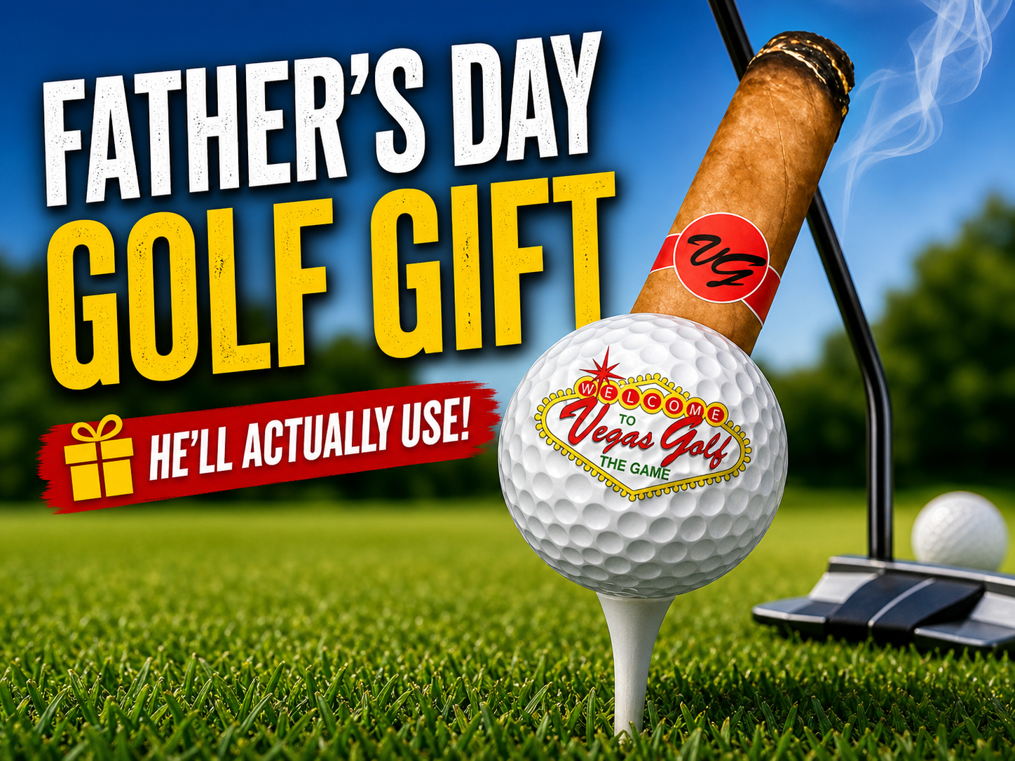 Golf Ball Cigar Holder (Stogie Holder) + Magnet — Funny Golf Gift