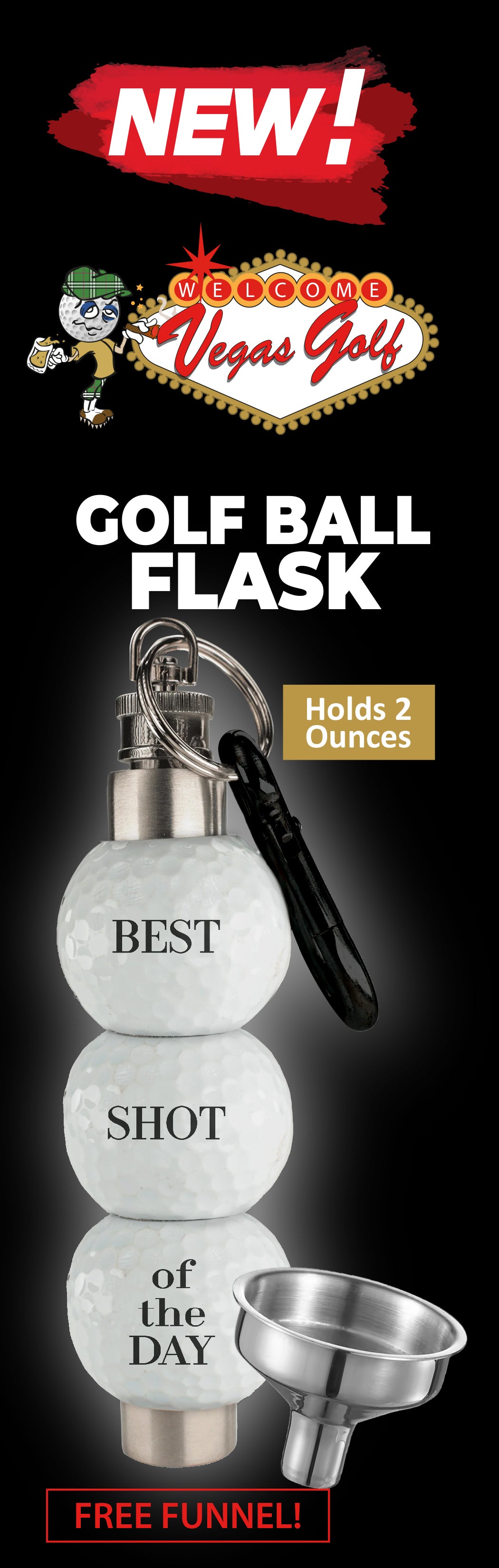 NEW! 2 ounce Golf Ball Flask