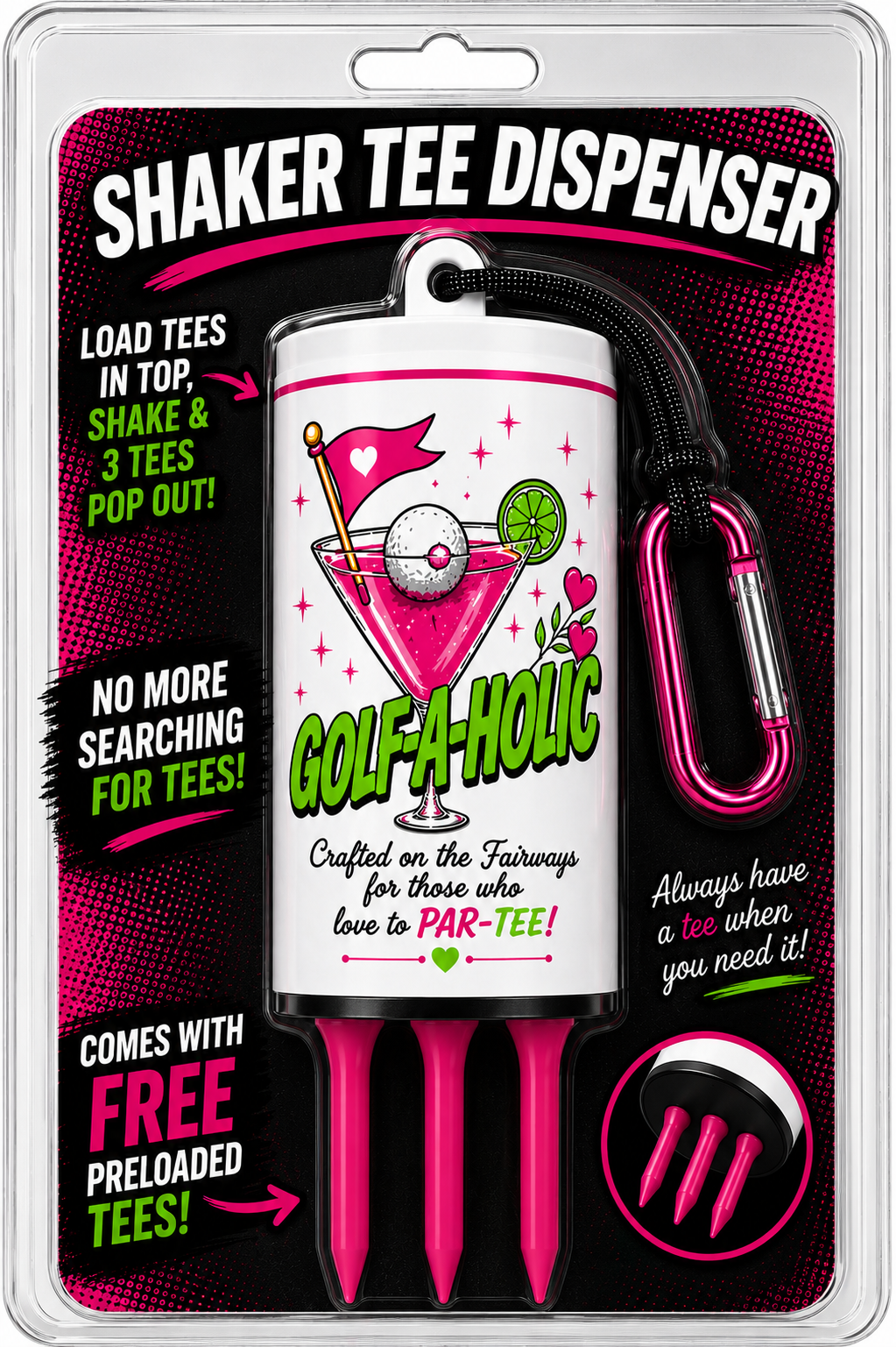 Golf Tee Caddy Golf-A-Holic
