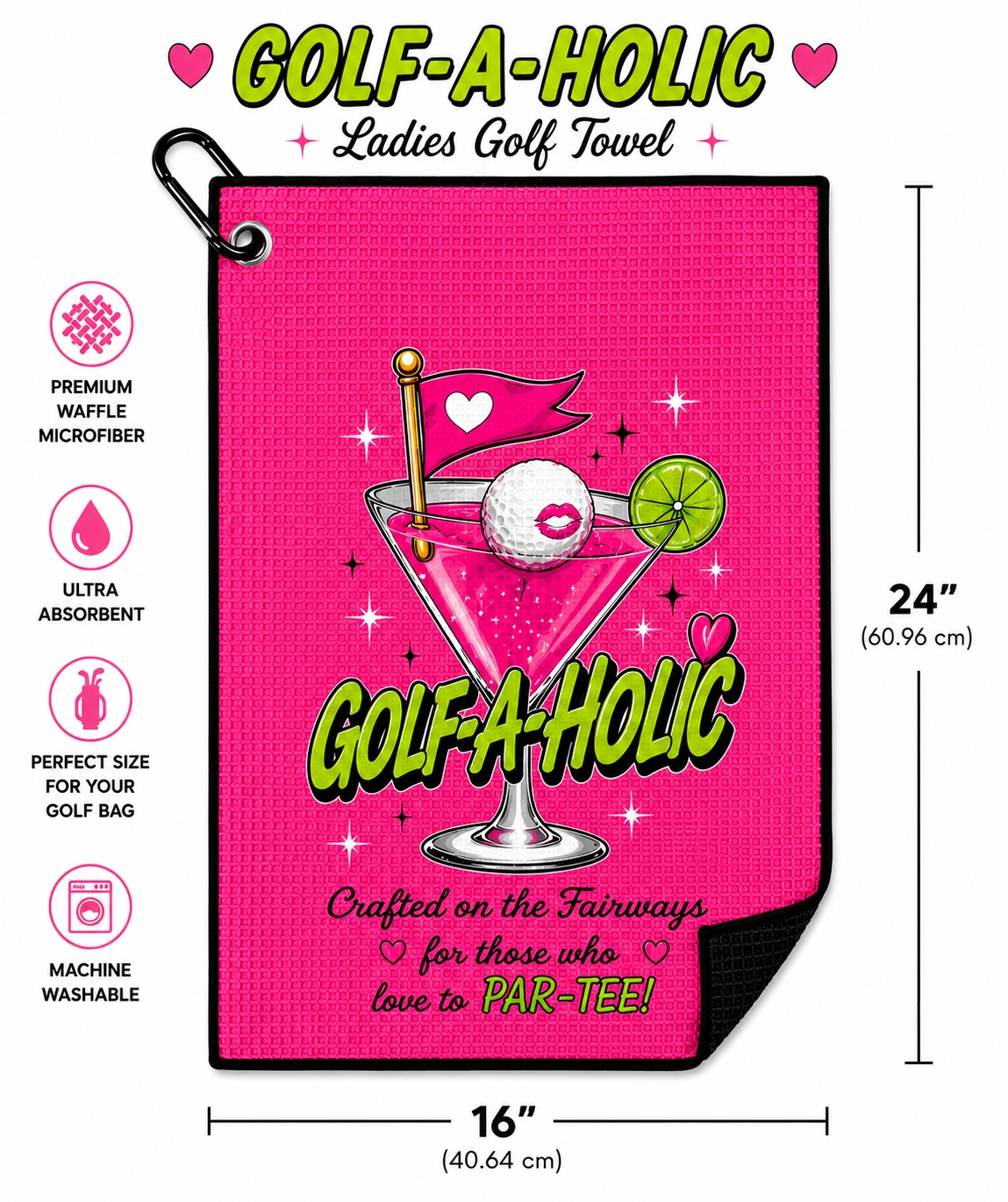 Golf-A-Holic™ Premium Microfiber Golf Towel