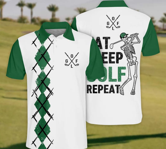 Funny Golf Polo Eat Sleep Golf Repeat