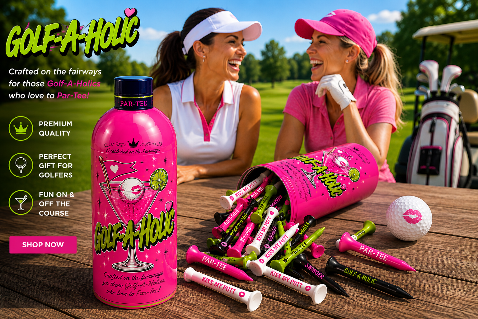 New Golf-A-Holic Martini Shaker Tee-Holder! Available 9/1