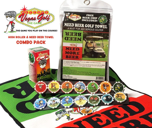 Vegas Golf "FOR HIM" High Roller/Beer Me Golf Towel Golf Gift Pack