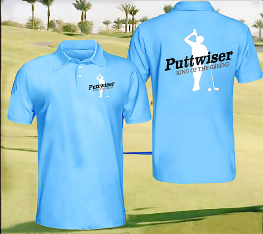Puttwiser Funny Golf Polo-Blue