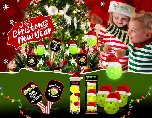 Pickleball Light Up Holiday Ornaments 3-Pack