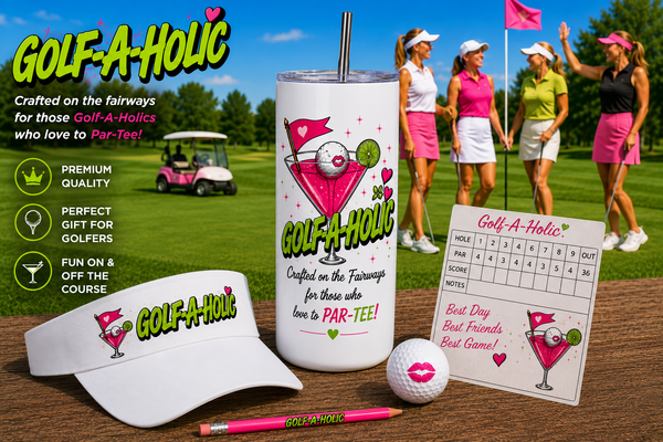 New Golf-A-Holic Skinny Tumbler with Hilarious Golf Tees