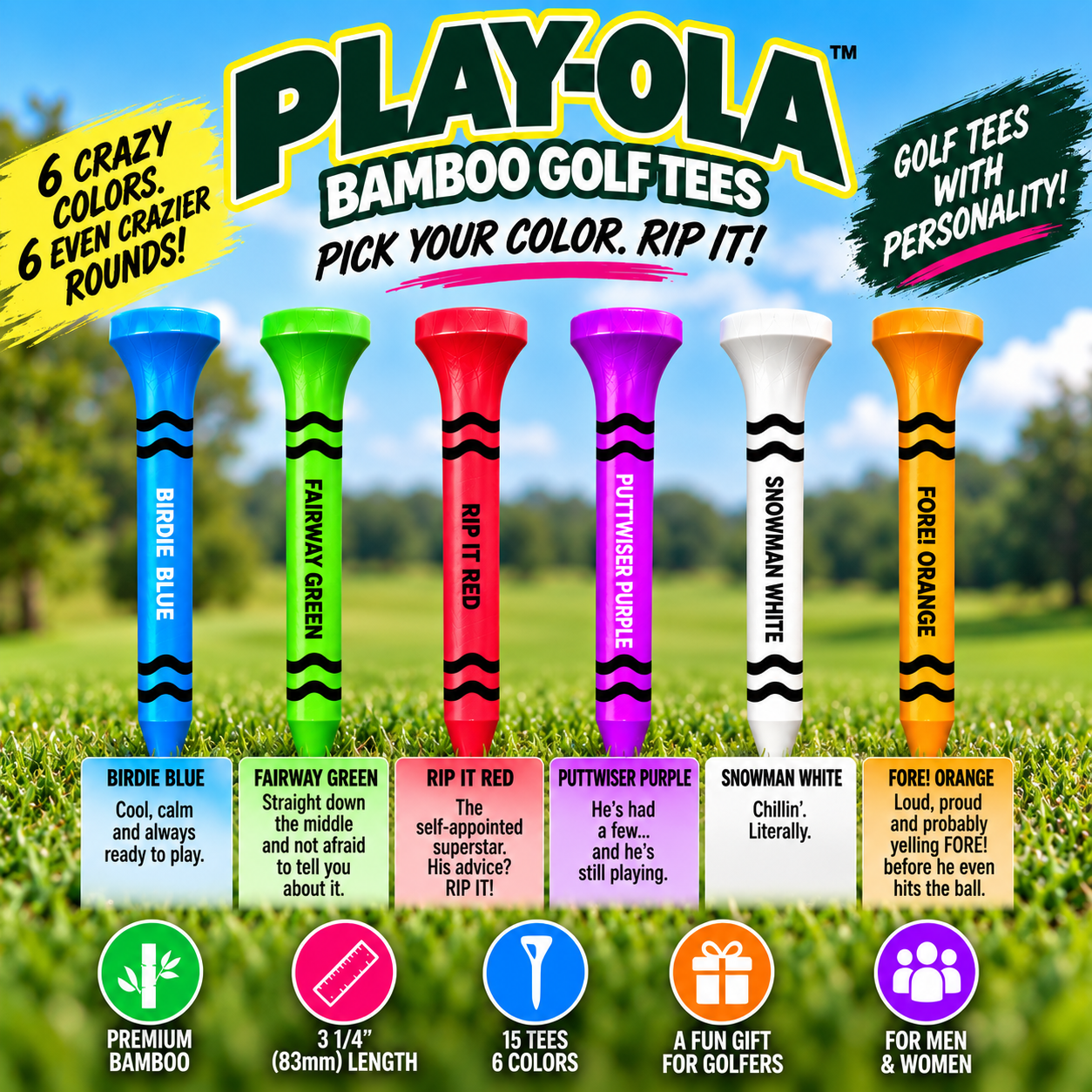 Coming Soon! PLAY-OLA Funny Golf Tees