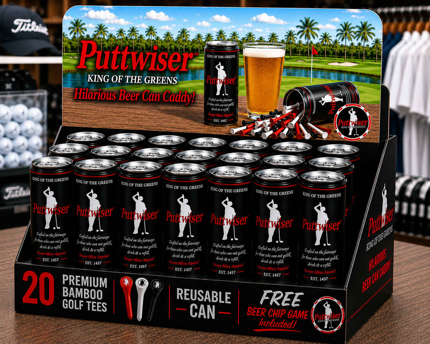 COMING SOON! Hilarious Puttwiser™ Magnetic BEER CAN Caddy Can Gift Set