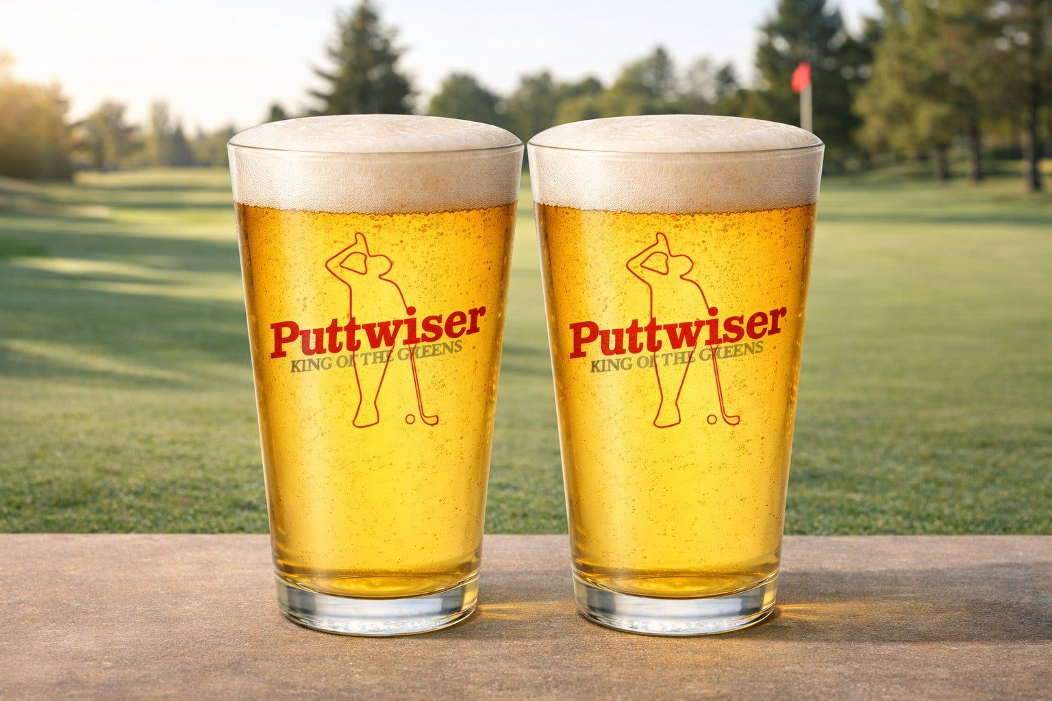 Funny Golf Pint Glass-Puttwiser Set of 2 with Free Bottle Opener
