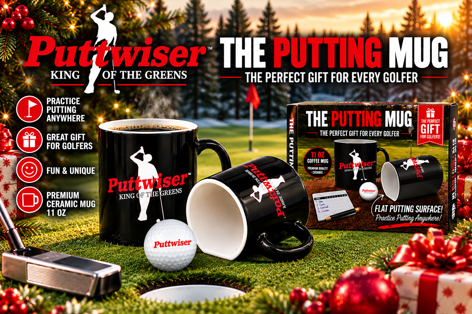 Funny Golf Mug | The Original Putting Mug | Hilarious Puttwiser Golf Putting Coffee Mug