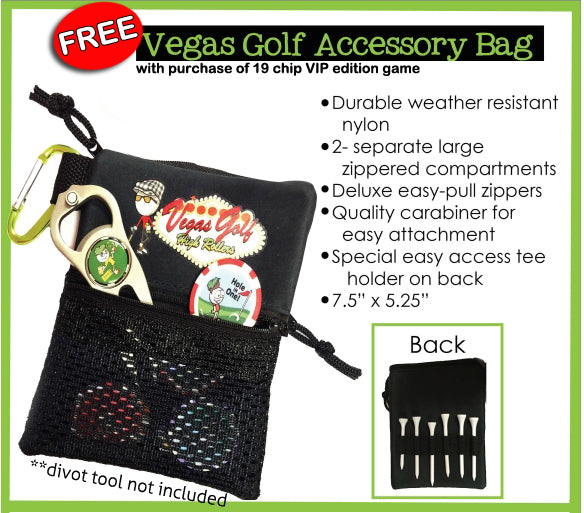 19 Chip VIP Edition Golf Course Gambling Game with FREE Deluxe Tee-bag/Chip-bag